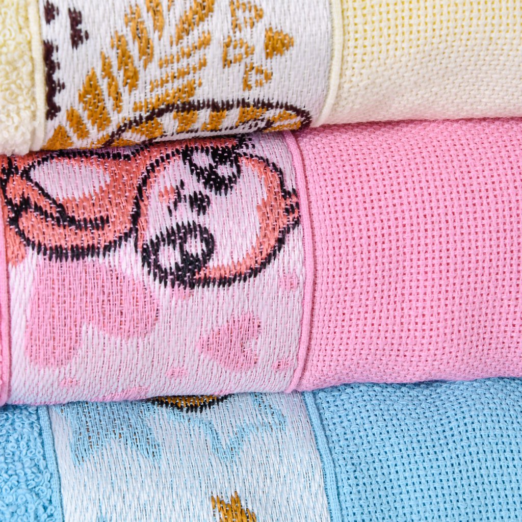 Kit Toalha de Banho e Rosto Infantil com Barra Ponto Cruz
