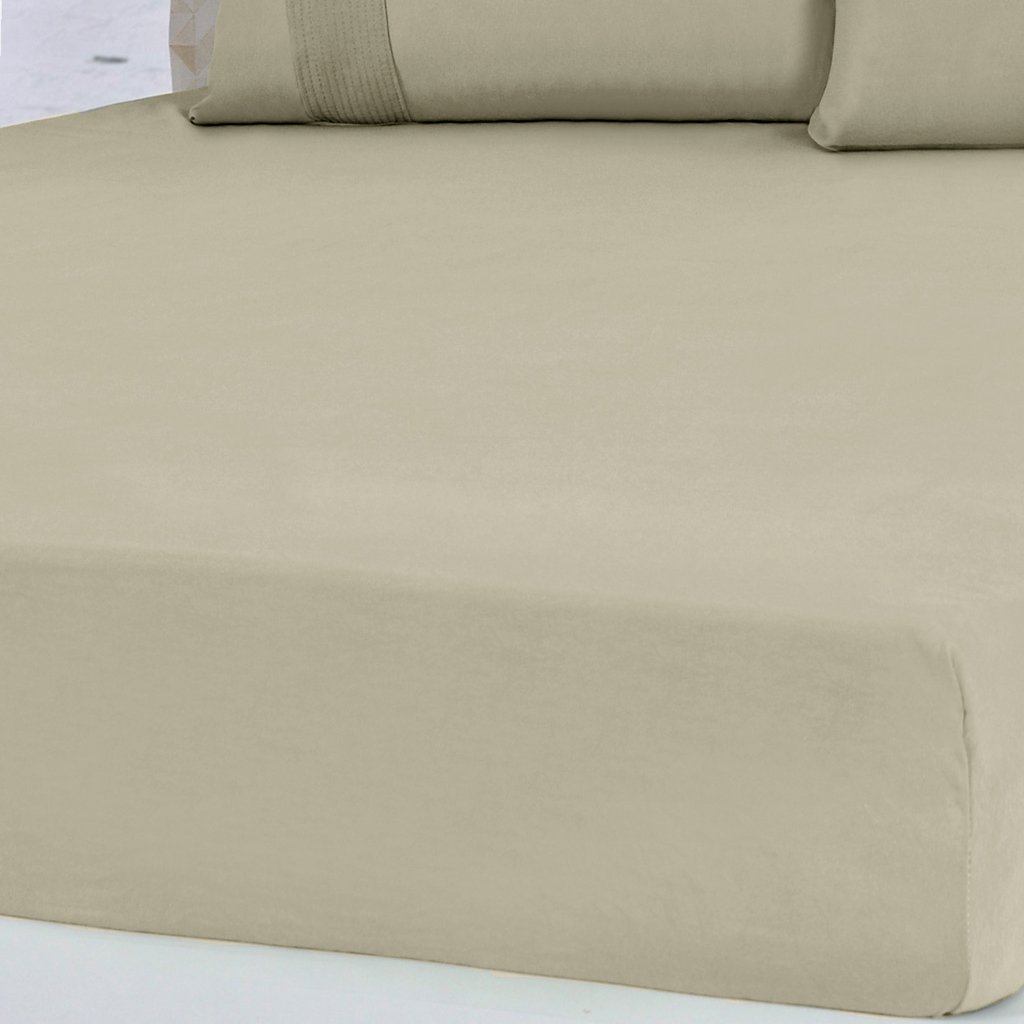 Lençol Queen Bella Cama Malha 100% Algodão 158x198x35cm Avelã