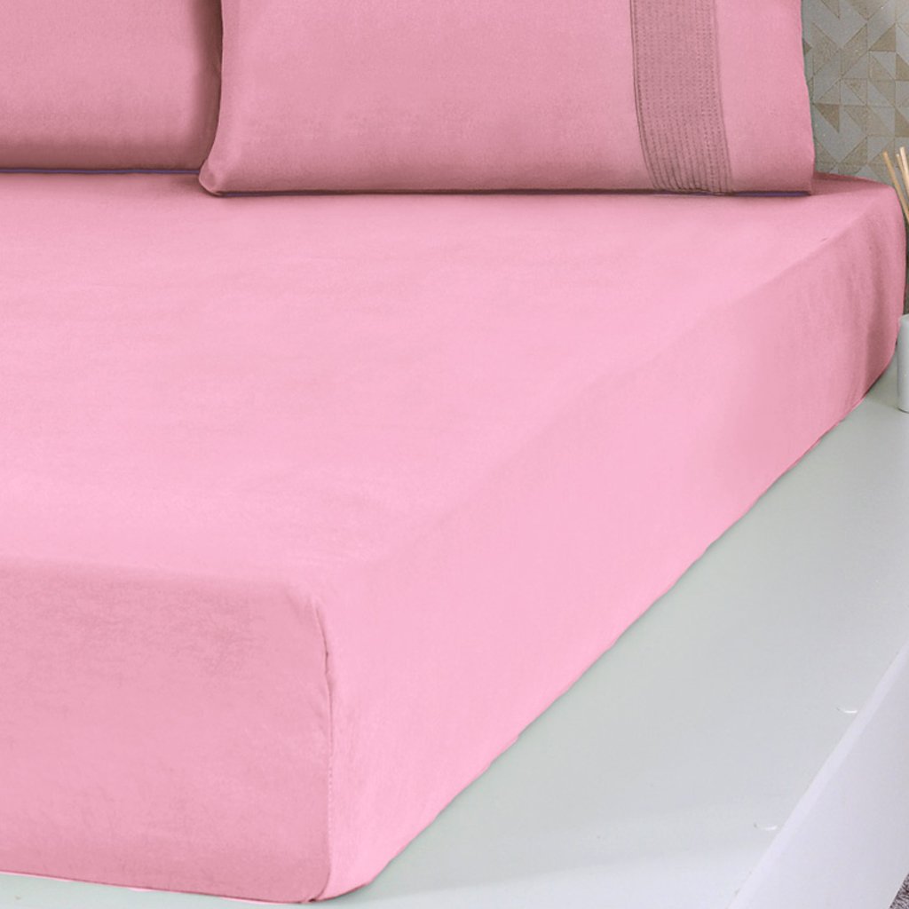 Lençol Queen Bella Cama Malha 100% Algodão 158x198x35cm Coral