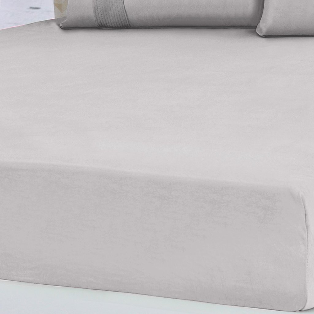 Lençol Solteiro Bella Cama Malha 100% Algodão 88x188x30cm Cinza