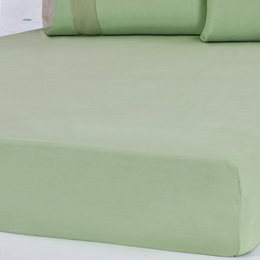 Lençol Solteiro Bella Cama Malha 100% Algodão 88x188x30cm Verde