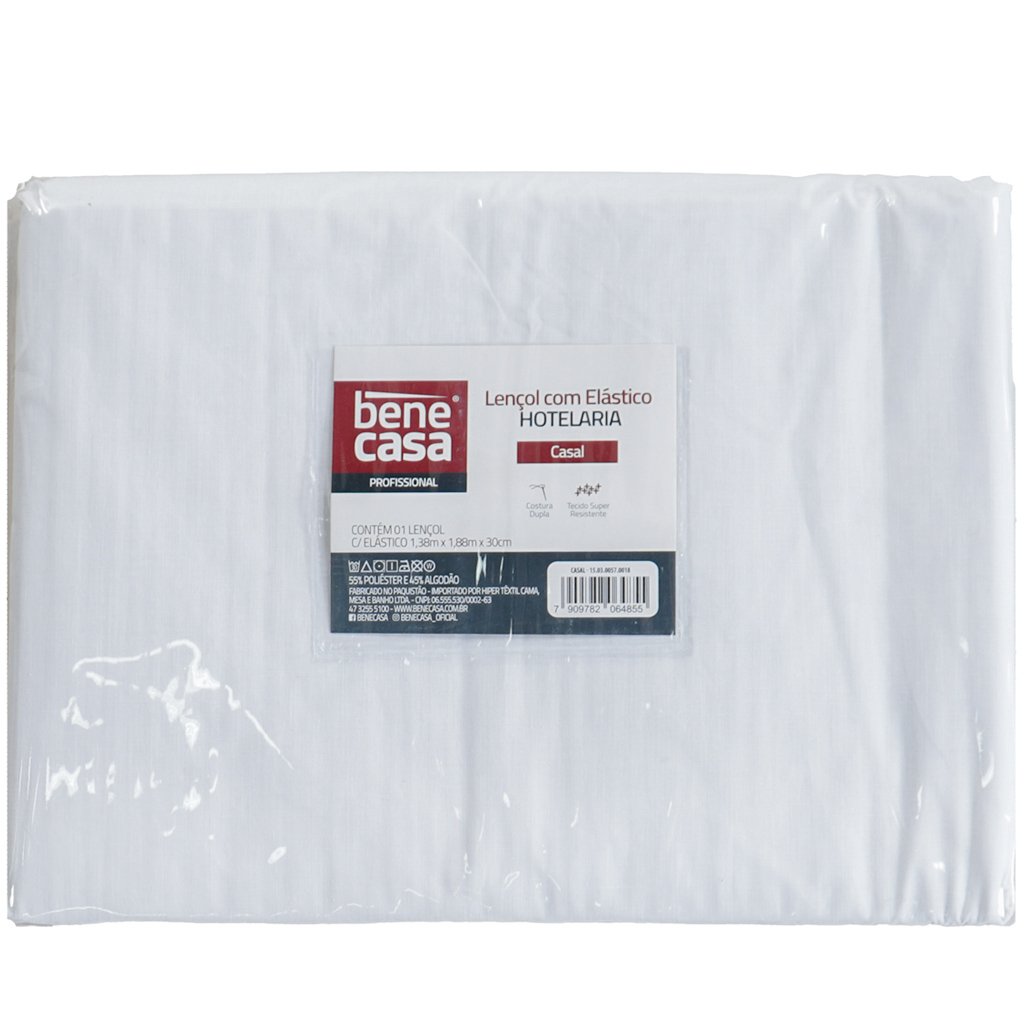 Lençol com Elástico King Hotelaria 193x203x40cm Branco