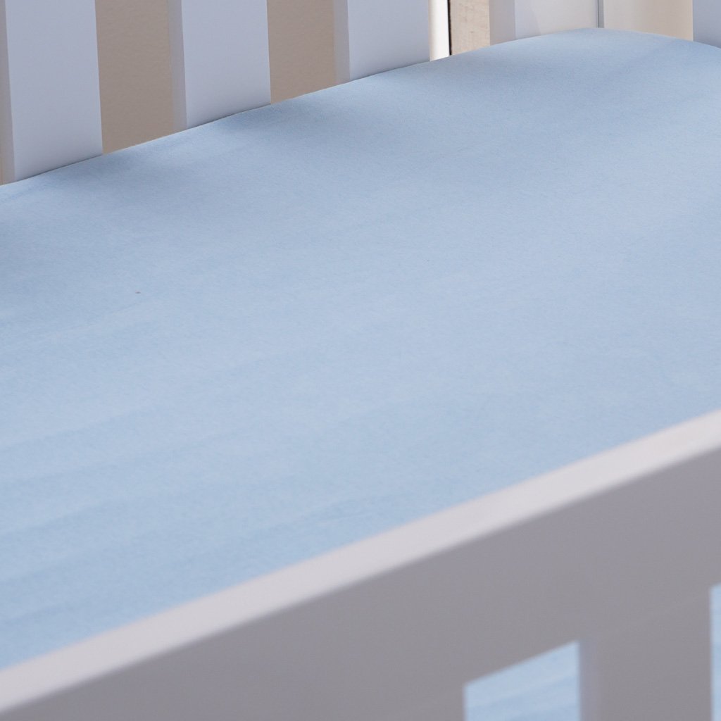 Lençol de Berço com Elástico Malha 100% Algodão 125g/m² 70x130x15cm Azul