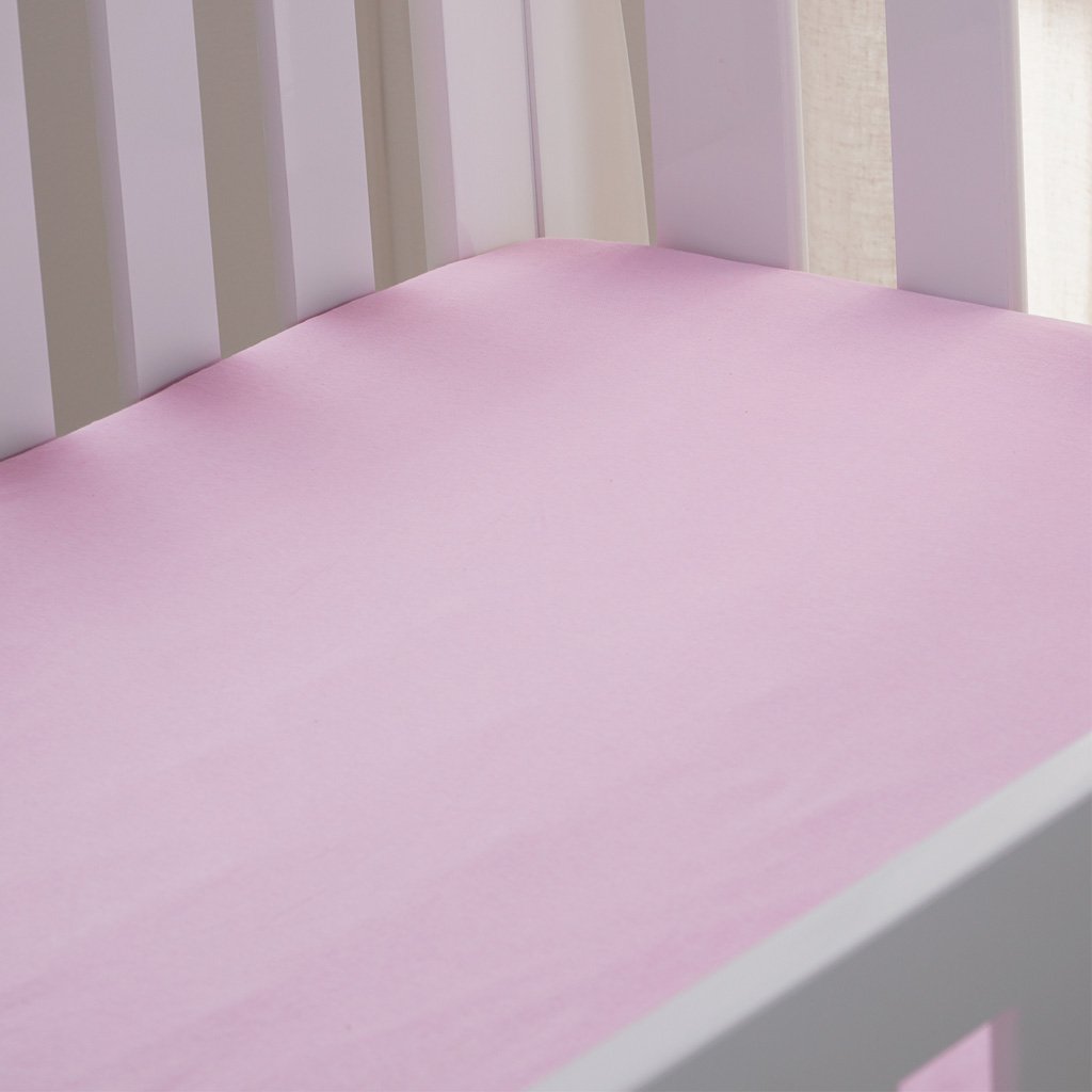 Lençol de Berço com Elástico Malha 100% Algodão 125g/m² 70x130x15cm Rosa