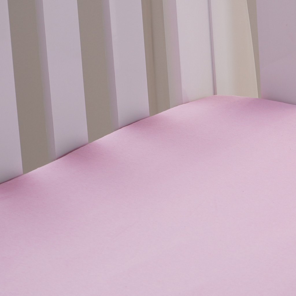 Lençol de Berço com Elástico Malha 100% Algodão 125g/m² 70x130x15cm Rosa