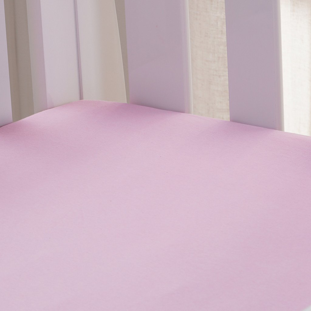 Lençol de Berço com Elástico Malha 100% Algodão 125g/m² 70x130x15cm Rosa