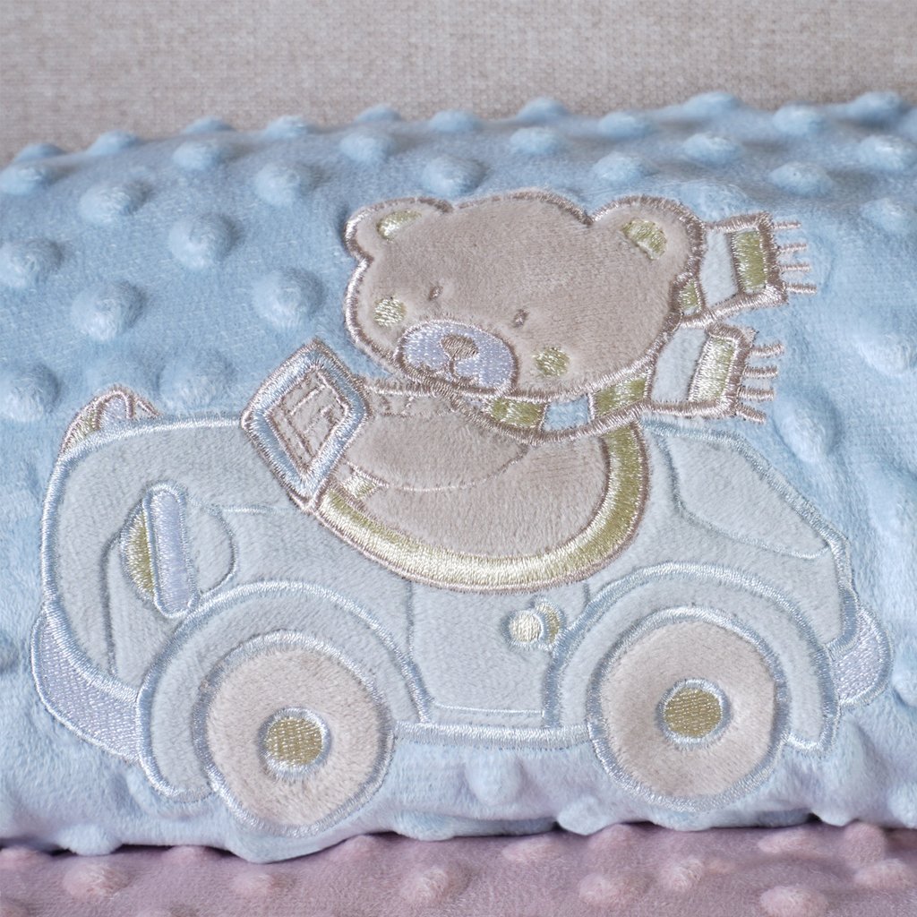 Manta Bebê Dots Camada Dupla de Plush 100x70 com Bordado