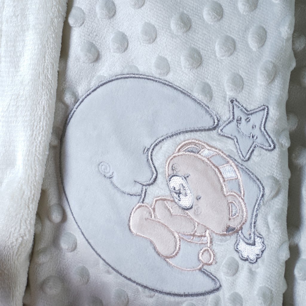 Manta Bebê Dots Camada Dupla de Plush 100x70 com Bordado