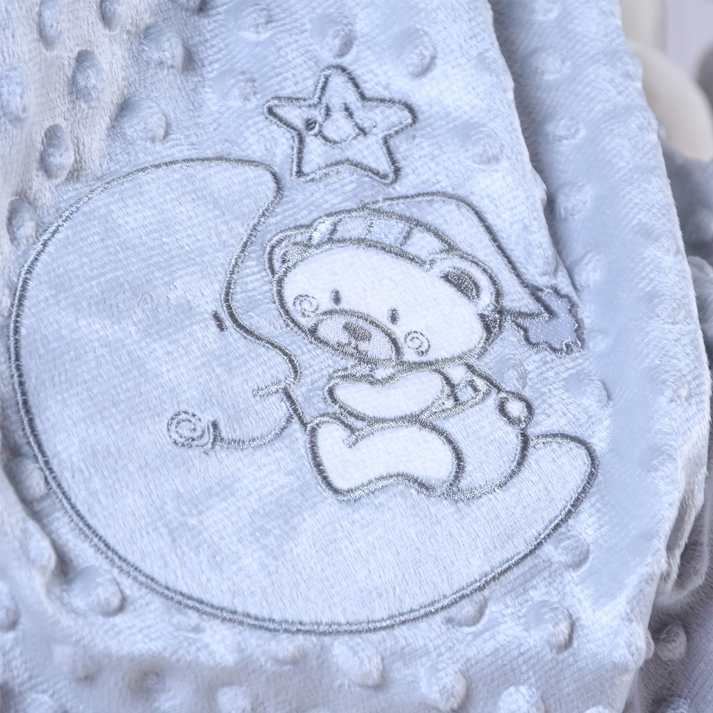 Manta Bebê Dots Camada Dupla de Plush 100x70 com Bordado