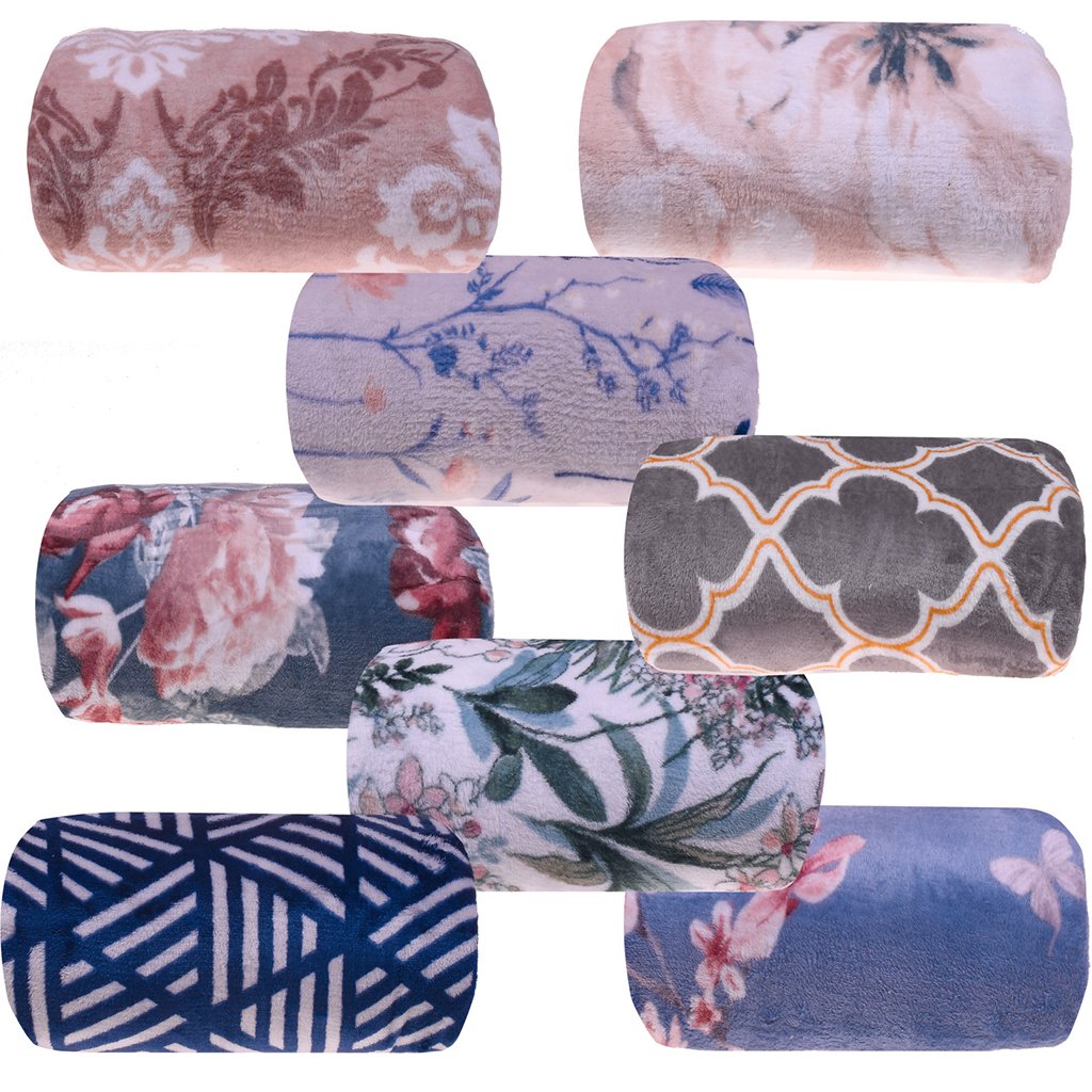 Manta Plush Casal Microfibra Toque Flannel 180x220cm Azul Listras