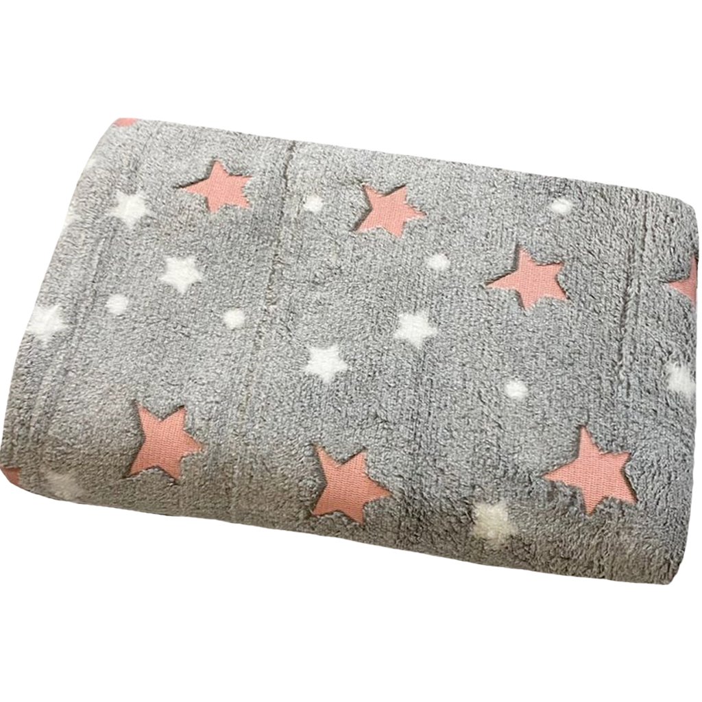 Manta Solteiro Brilha no Escuro New 150x220cm Cinza Estrela