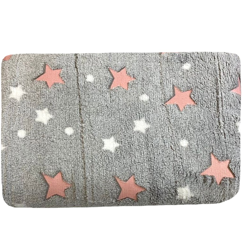 Manta Solteiro Brilha no Escuro New 150x220cm Cinza Estrela
