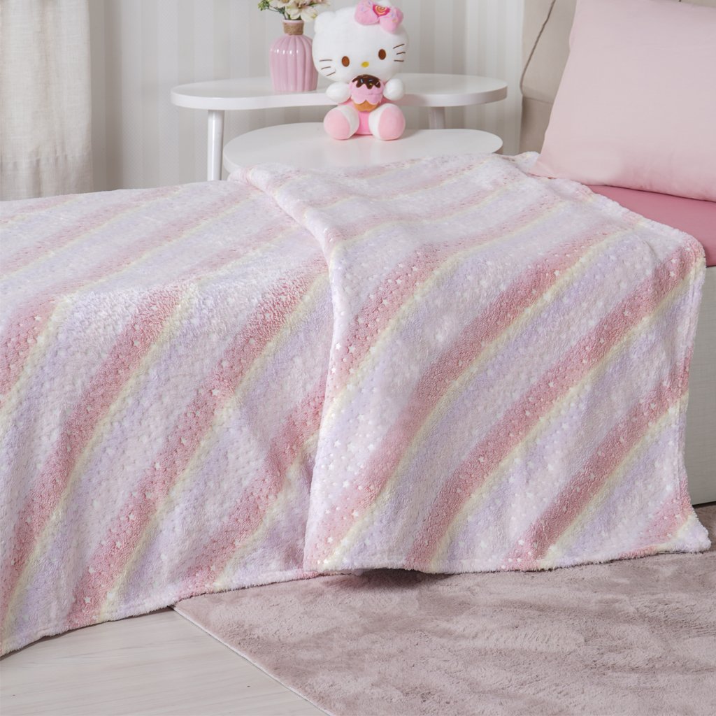 Manta TV Candy Brilha no Escuro 127X152 Super Macia Rainbow