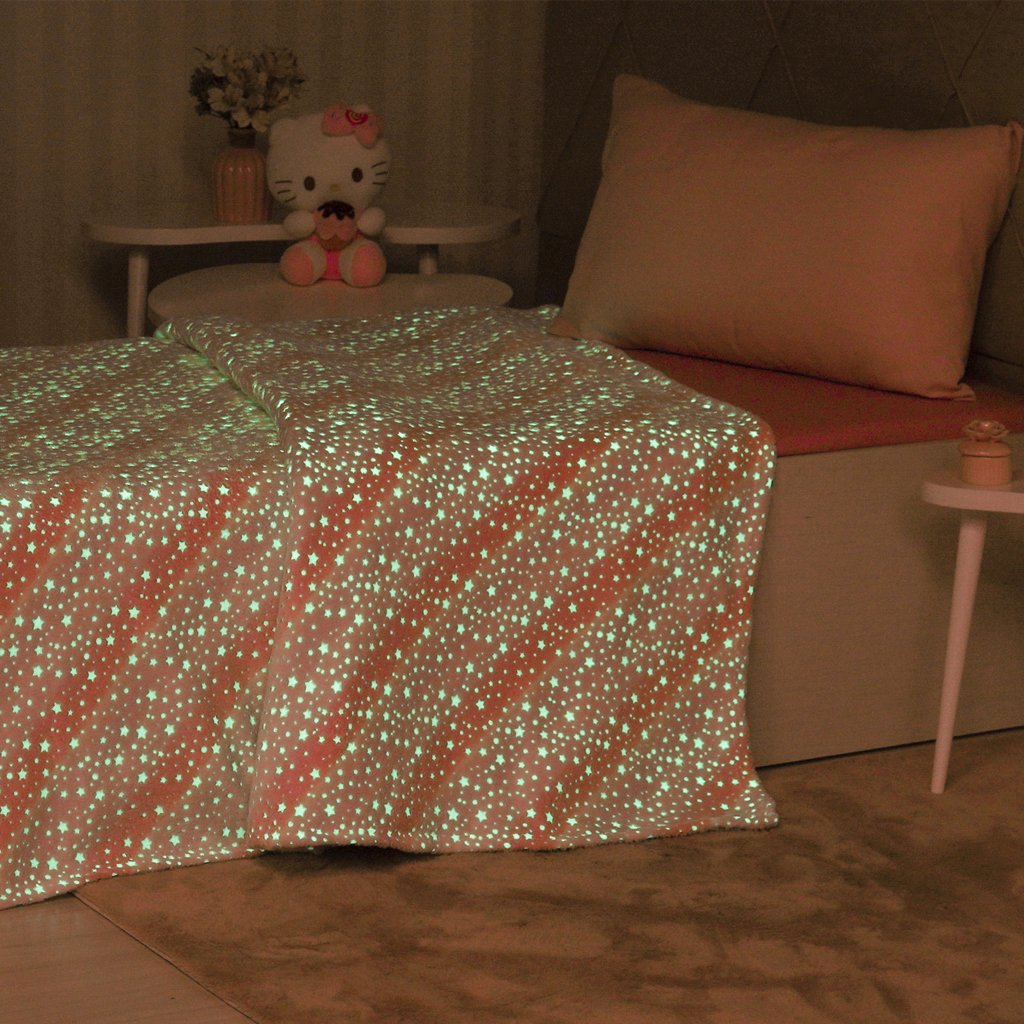 Manta TV Candy Brilha no Escuro 127X152 Super Macia Rainbow
