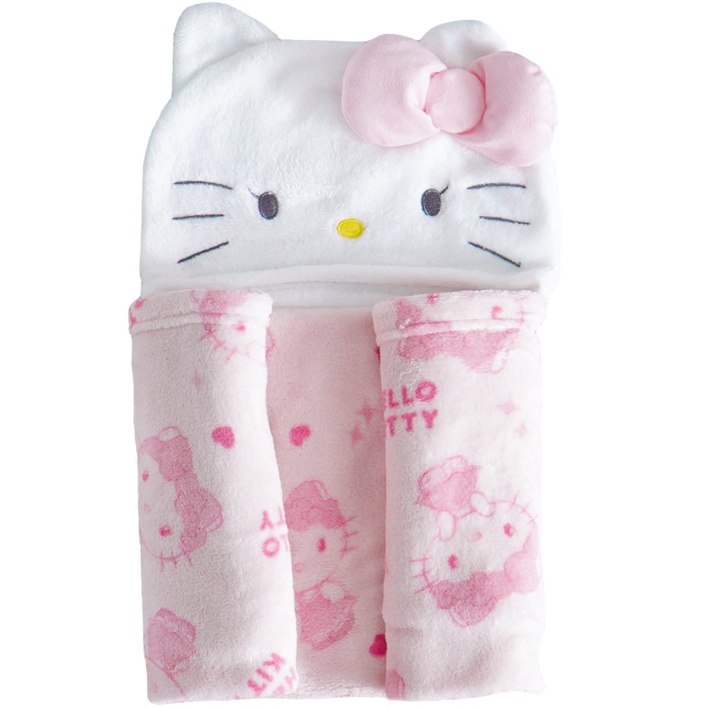 Manta com Capuz Coral Fleece Turma da Hello Kitty 75x90cm Hello Kitty