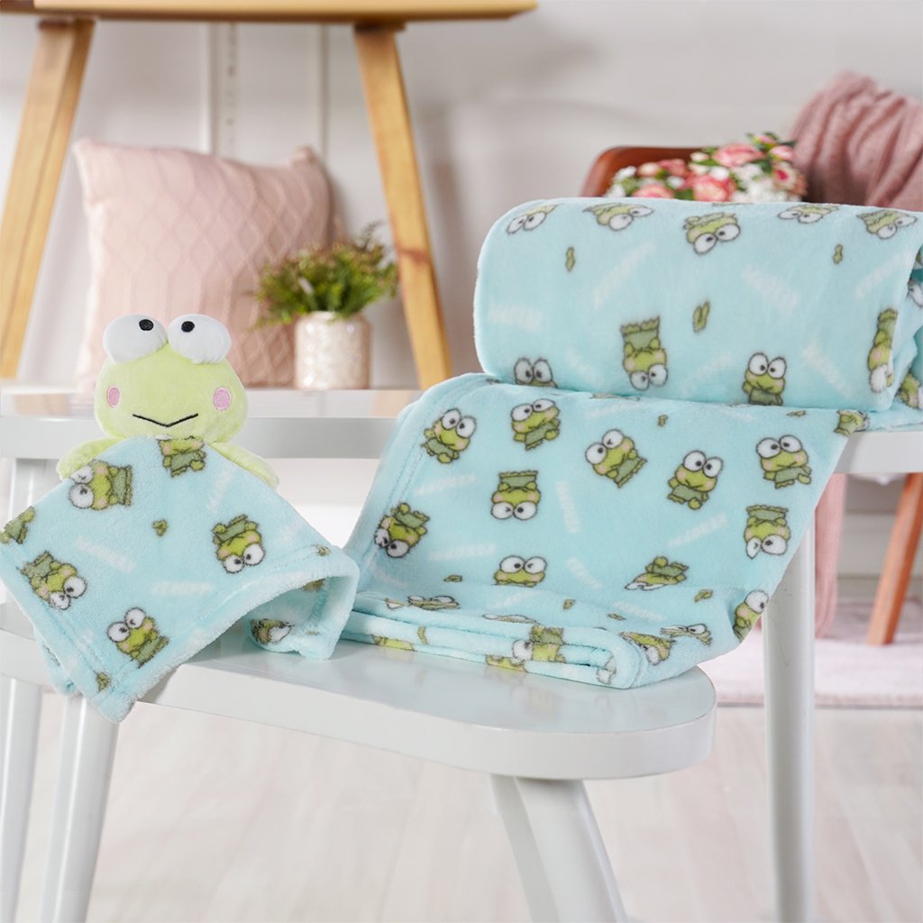 Manta com Naninha Coral Fleece Turma da Hello Kitty 75x100cm Keroppi
