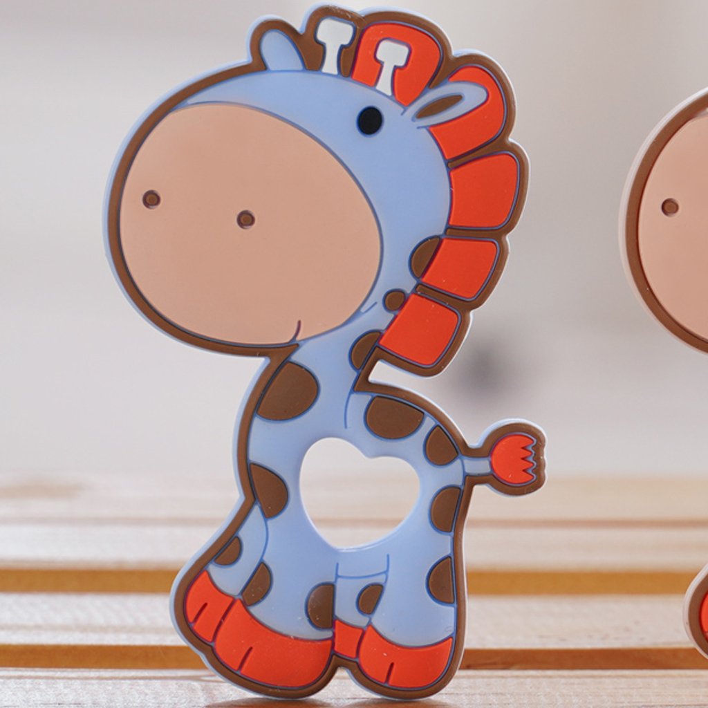 Mordedor Girafa Funny para Bebê de Silicone 7,03x6,55x0,83cm Azul