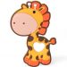 Mordedor Girafa Funny para Bebê de Silicone 7,03x6,55x0,83cm Laranja