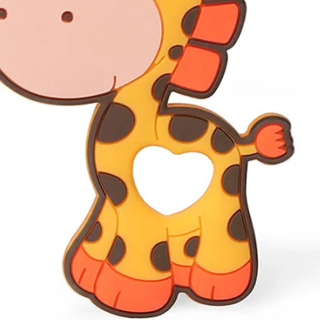 Mordedor Girafa Funny para Bebê de Silicone 7,03x6,55x0,83cm Laranja