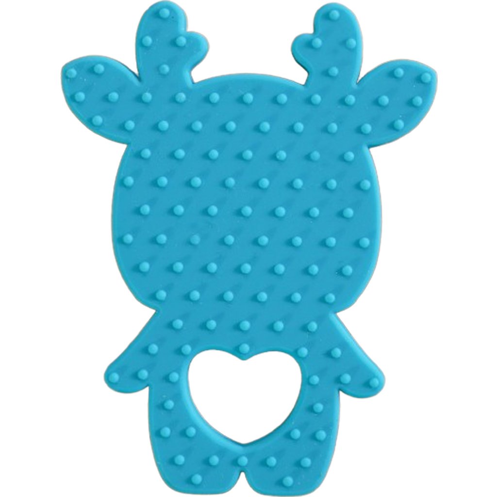 Mordedor Rena para Bebê de Silicone 8,89x6,69x0,75cm Azul Celeste