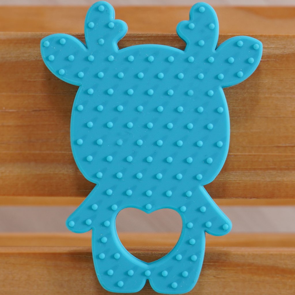 Mordedor Rena para Bebê de Silicone 8,89x6,69x0,75cm Azul Celeste