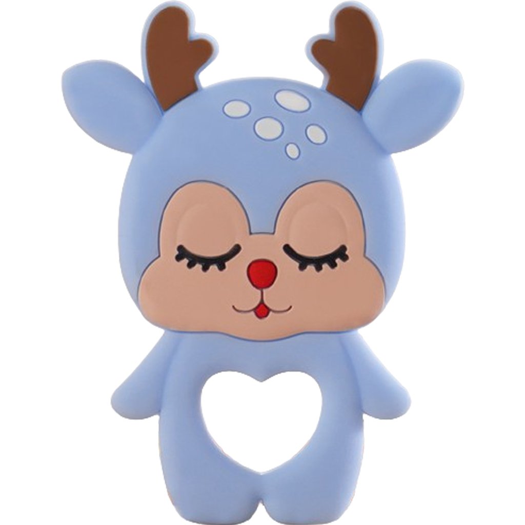 Mordedor Rena para Bebê de Silicone 8,89x6,69x0,75cm Azul Claro