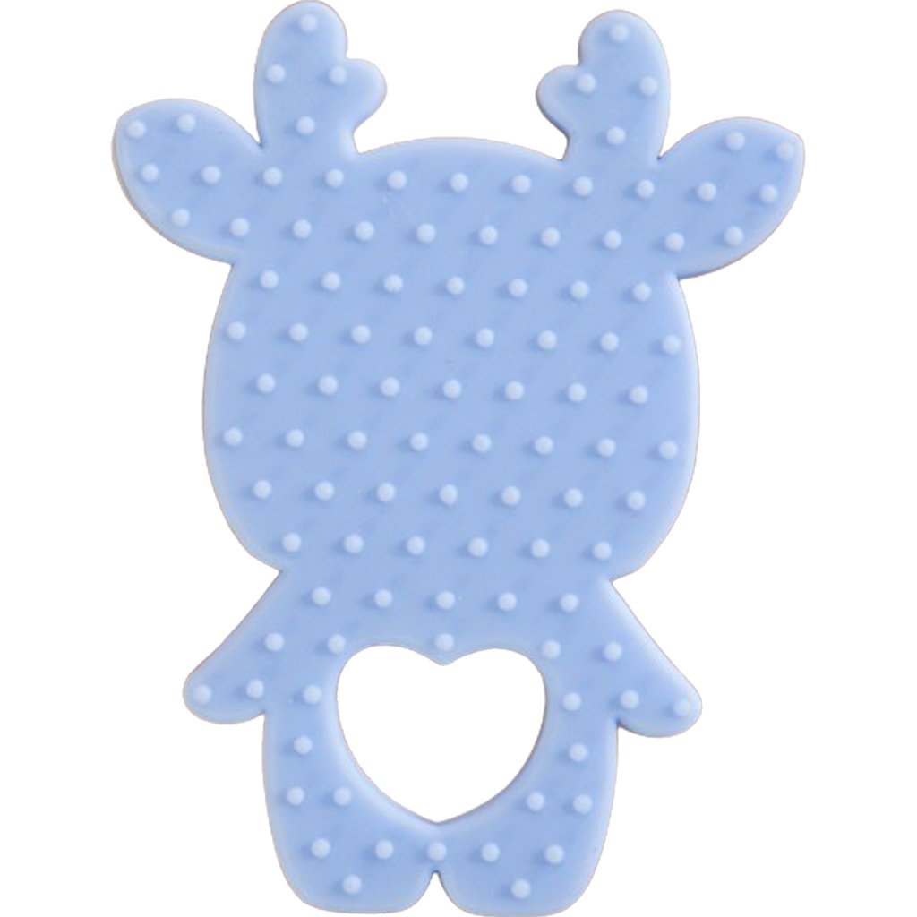 Mordedor Rena para Bebê de Silicone 8,89x6,69x0,75cm Azul Claro