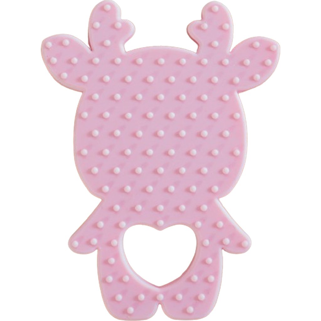 Mordedor Rena para Bebê de Silicone 8,89x6,69x0,75cm Rosa