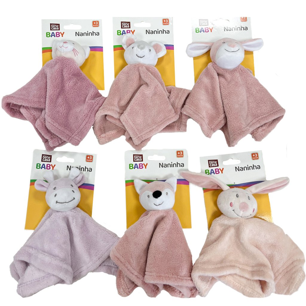 Naninha para Bebê Soninho Encantado 27x27cm Cachorro Rosa
