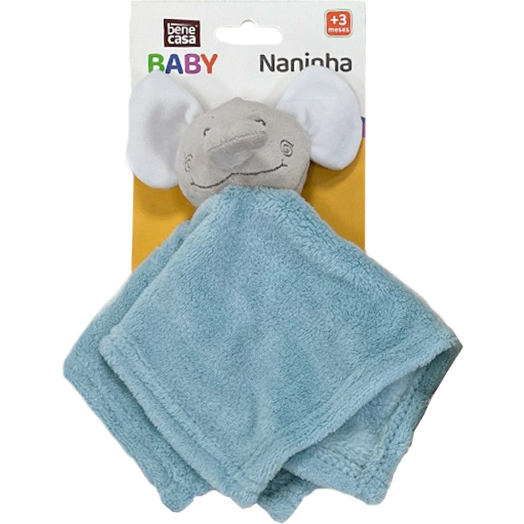 Naninha para Bebê Soninho Encantado 27x27cm Elefante Azul/Cinza