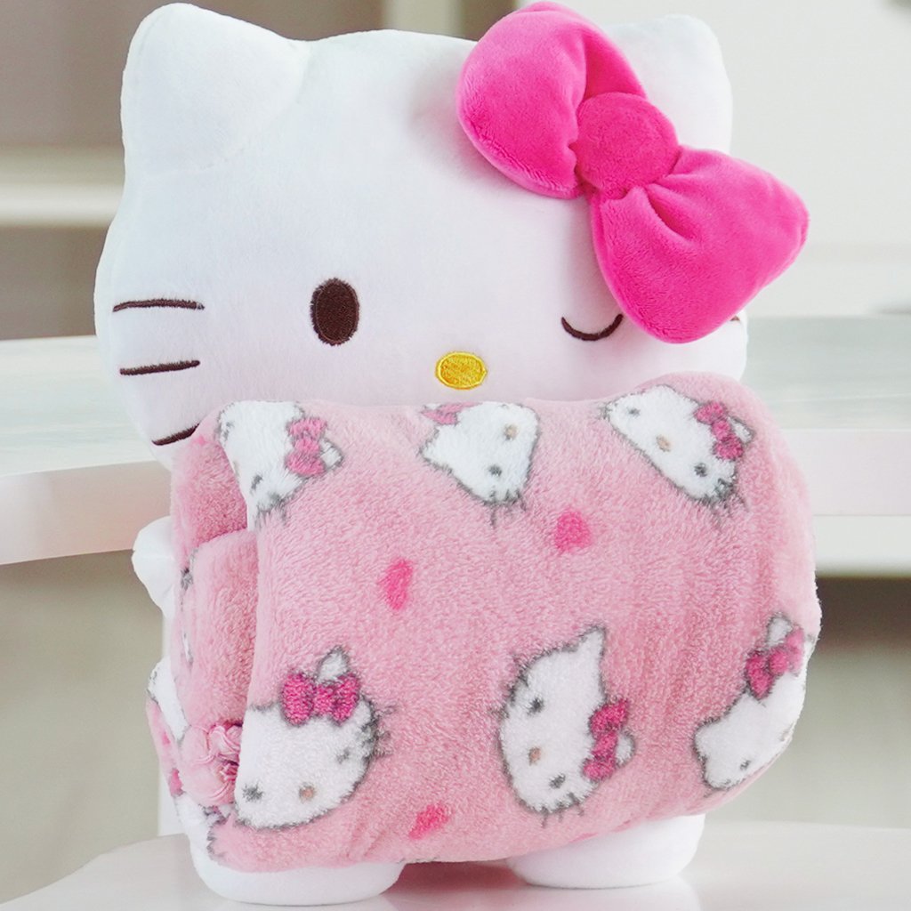Pelúcia com Manta Coral Fleece Turma da Hello Kitty 100x75cm Hello Kitty Pink