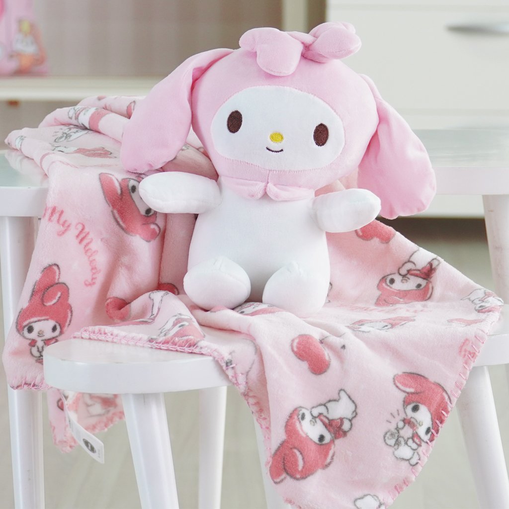Pelúcia com Manta Coral Fleece Turma da Hello Kitty 100x75cm My Melody