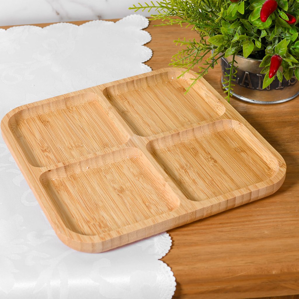 Petisqueira Quadrada Bambu Tábua de Frios 20x20x1,7cm