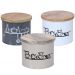Pote Vintage Aço Esmaltado Tampa Madeira Pequeno 225ml Branco
