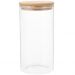 Pote de Vidro Tubular com Tampa de Bambu 1,7L 27,5x10cm Transparente
