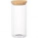 Pote de Vidro Tubular com Tampa de Bambu 1L 10x17cm Transparente