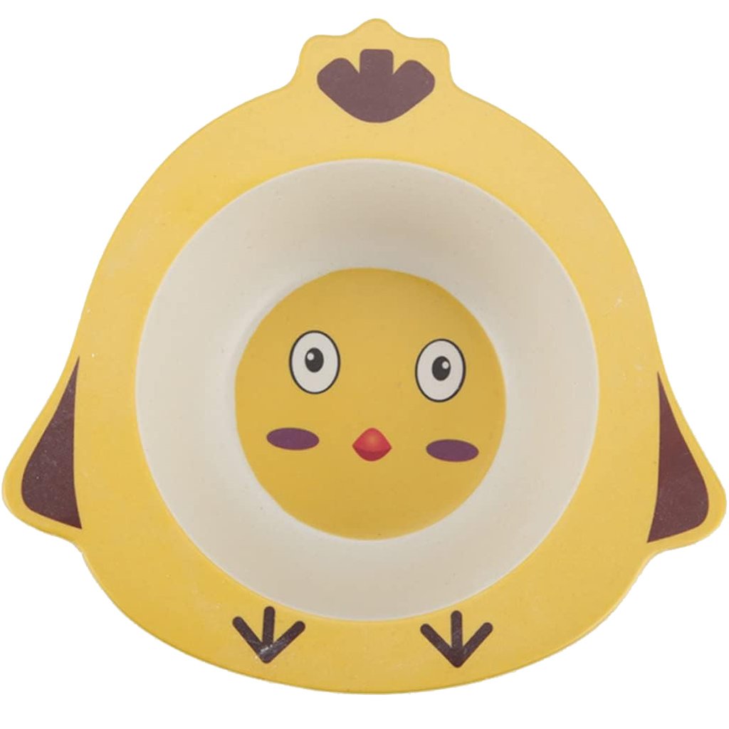 Prato Decorado para Bebê Fibra de Bambu Amarelo