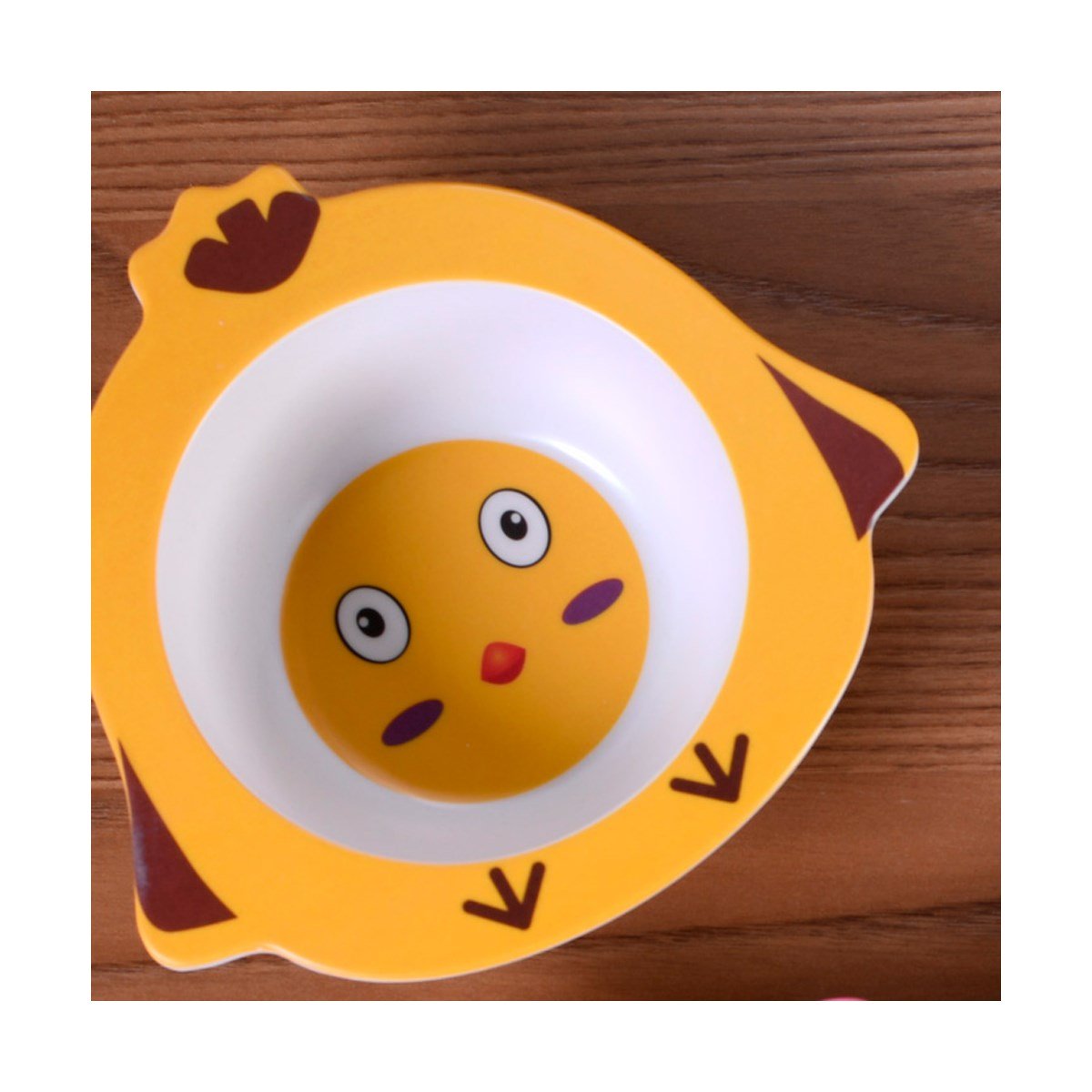 Prato Decorado para Bebê Fibra de Bambu Amarelo