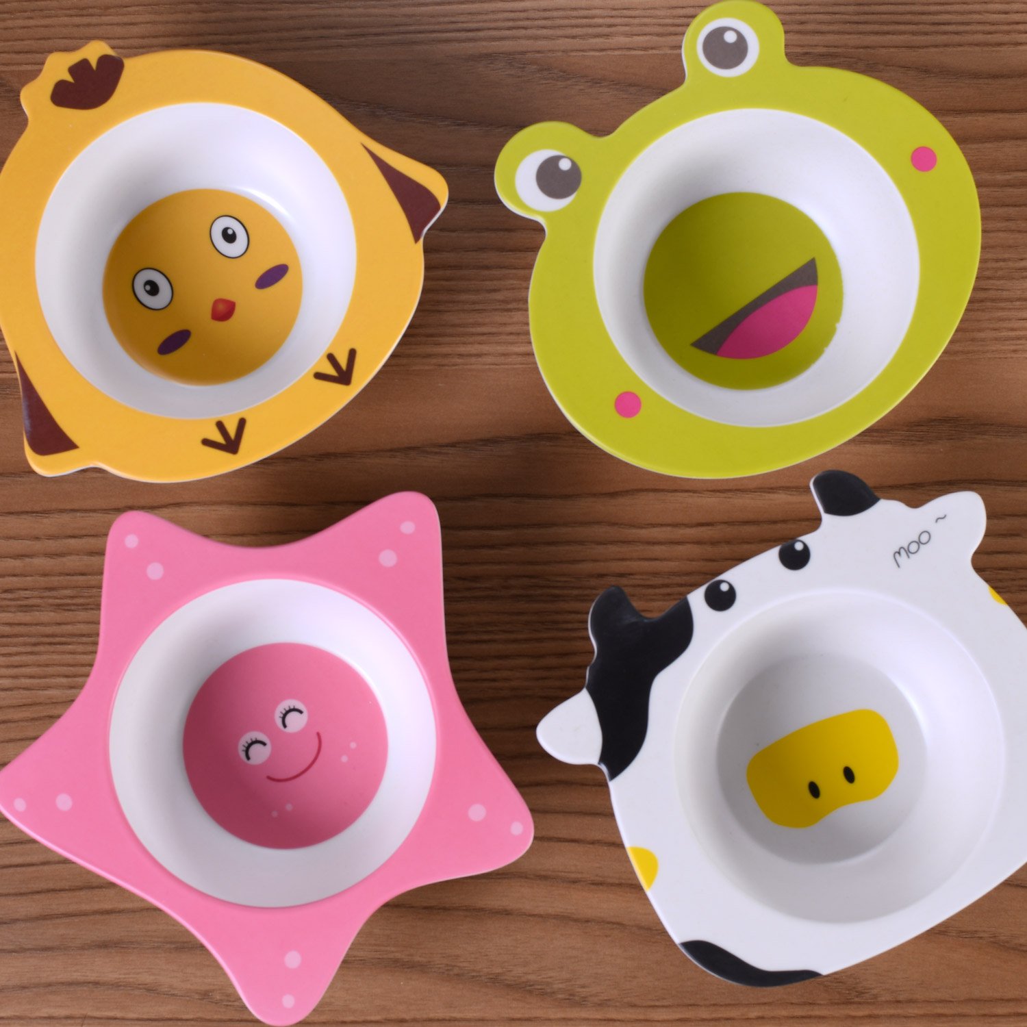 Prato Decorado para Bebê Fibra de Bambu Amarelo