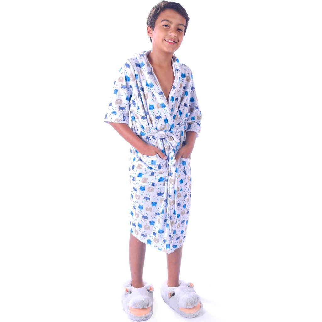 Roupão Infantil Malha Felpudo com Bolsos e Capuz