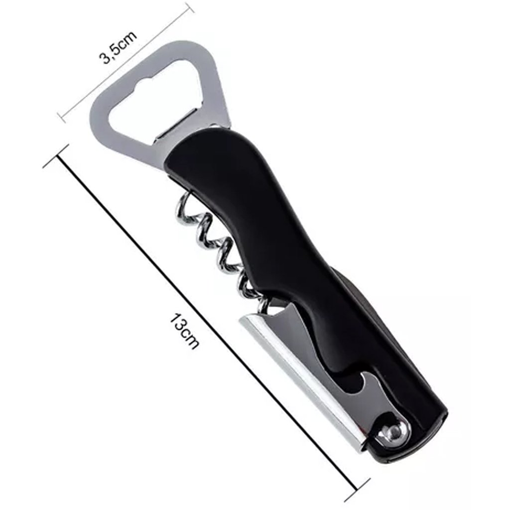 Saca Rolhas 2 em 1 Inox Facil de Utilizar e Manusear Preto