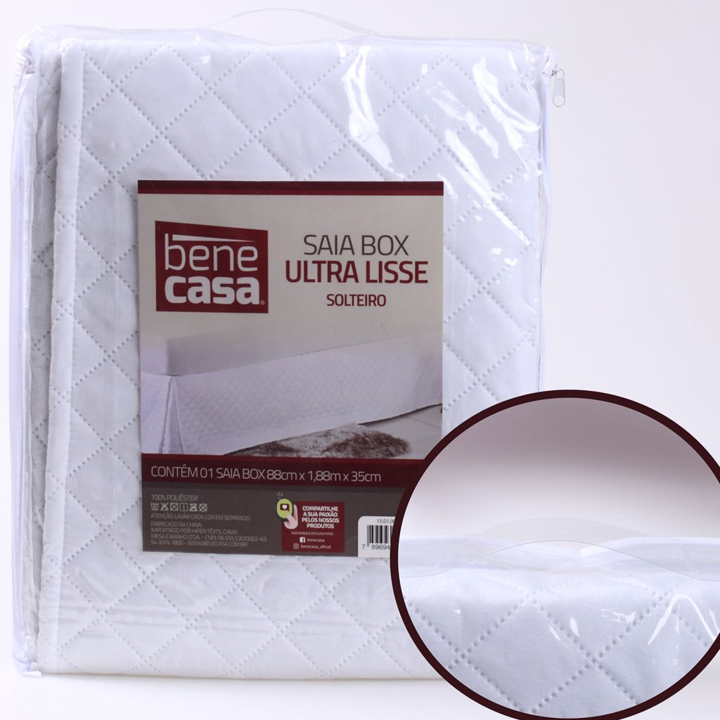 Saia Box Ultra Lisse Solteiro 88x188x35cm Branco