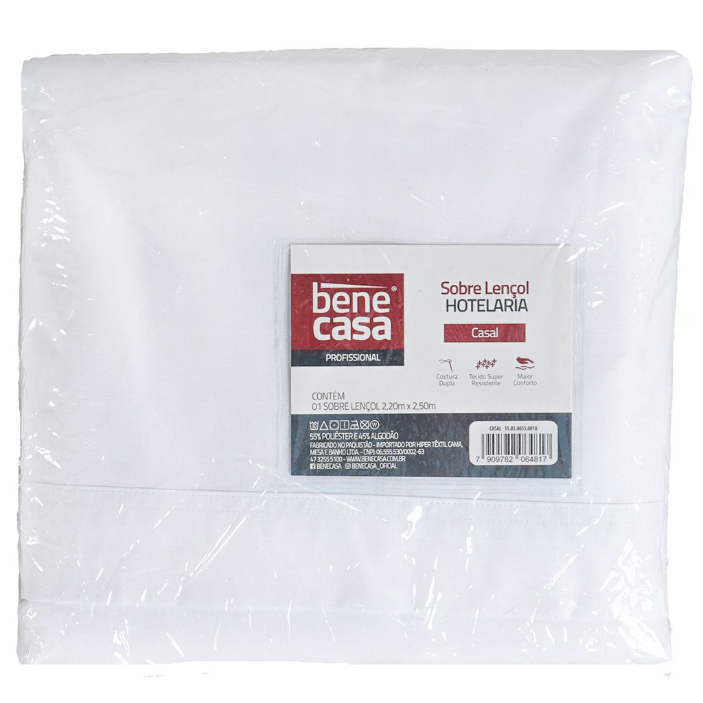 Sobre Lençol Solteiro King Hotelaria 180x280cm Branco