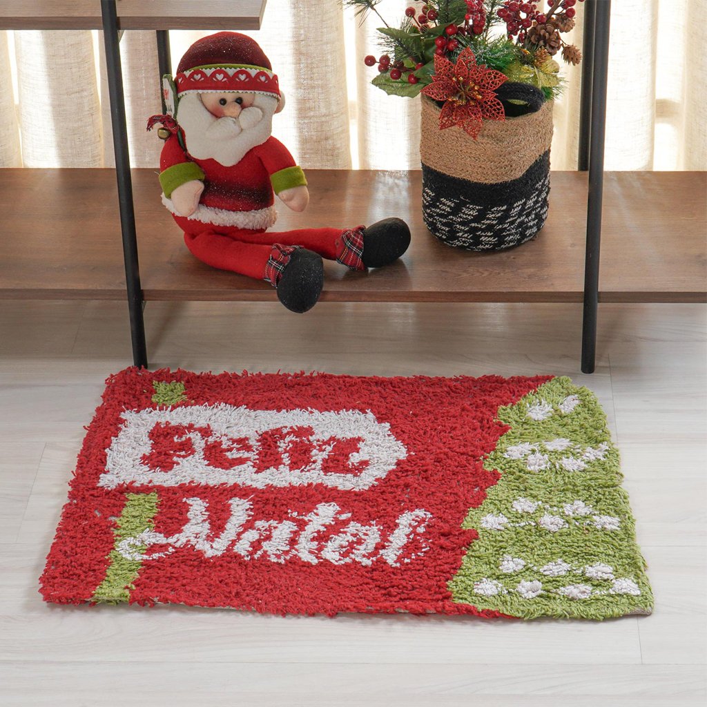 Tapete Algodão Natal 40x60cm Pinheiro de Natal