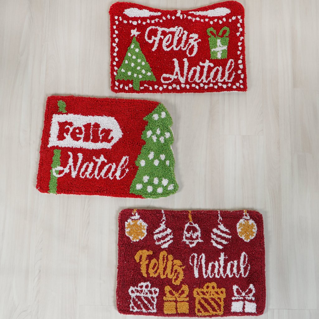 Tapete Algodão Natal 40x60cm Pinheiro de Natal