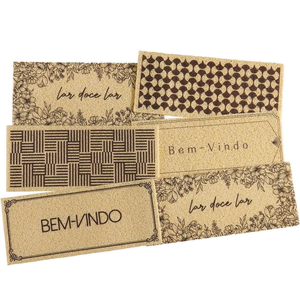 Tapete Capacho para Porta Vinil 30x70cm Bem Vindo Ornament