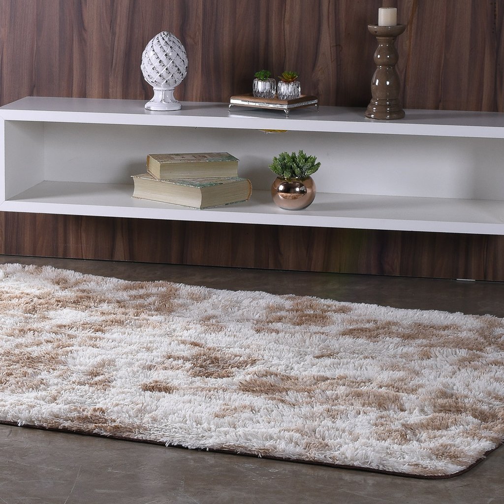 Tapete Fluffy para Sala 100% Poliester 140x200cm Beige Mescla