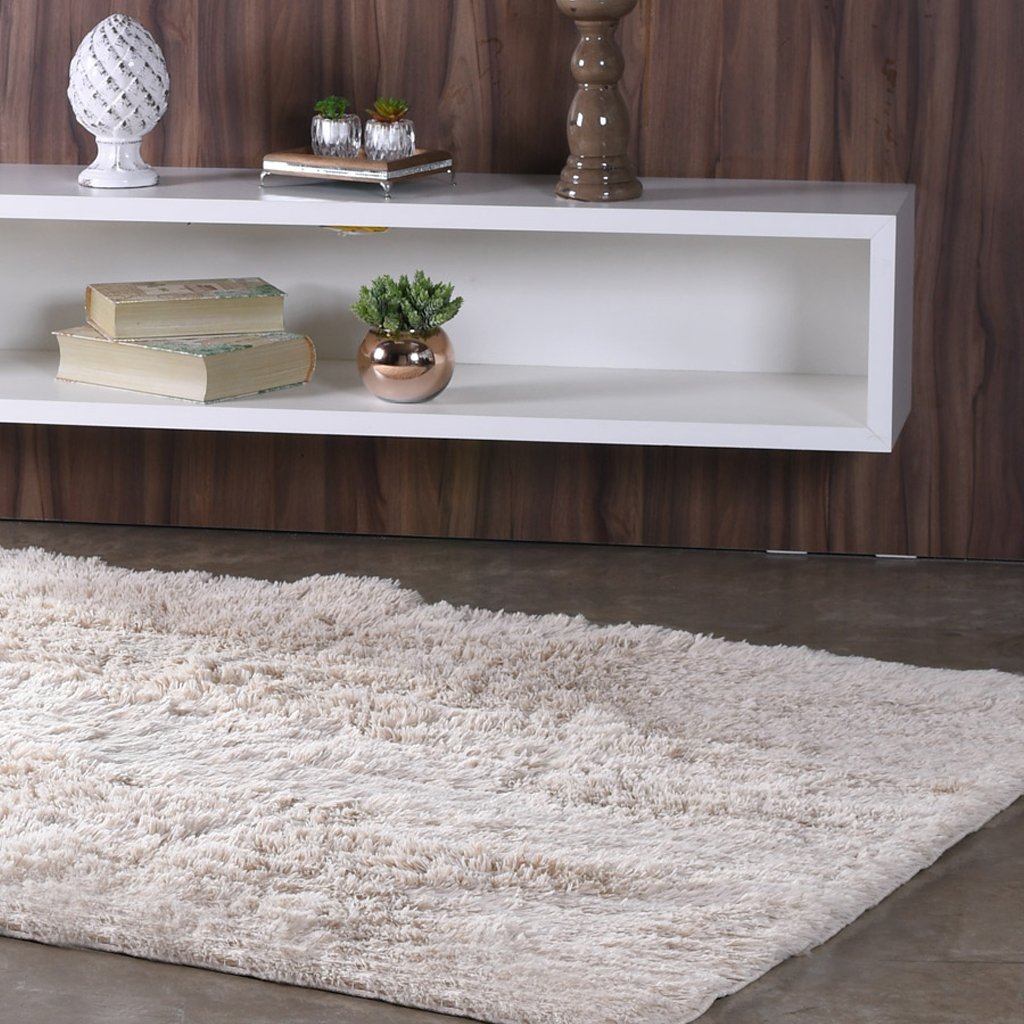 Tapete Fluffy para Sala 100% Poliester 140x200cm Marfim