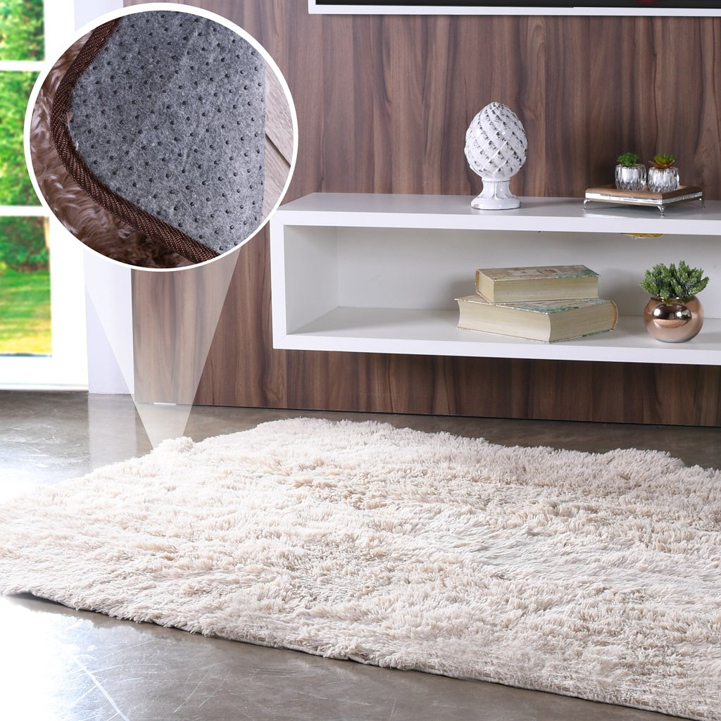 Tapete Fluffy para Sala 100% Poliester 140x200cm Marfim