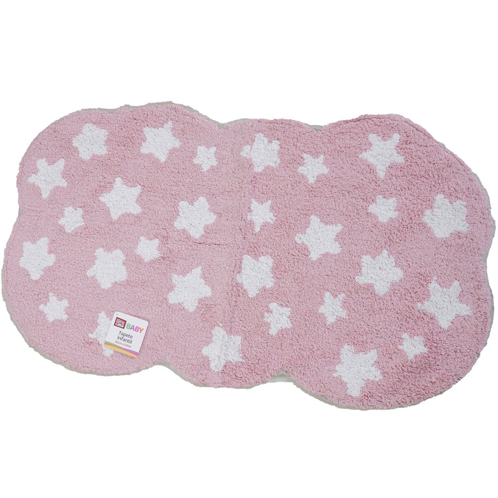 Tapete Quarto Infantil 60x100cm Rosa Estrela